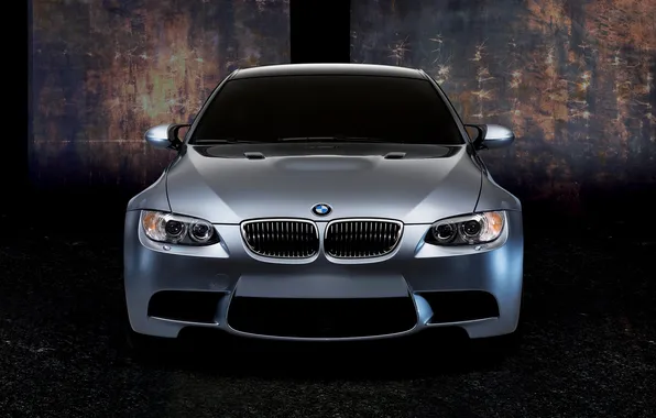 BMW, Boomer, Logo, Grille, Grey, The hood, Lights, Car