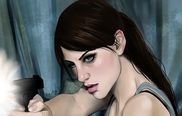 Girl, gun, shot, art, Resident Evil, Jill Valentine, Jill Valentine