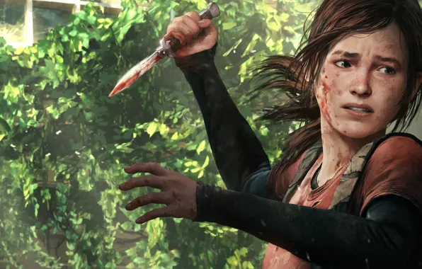 Look, weapons, blood, the game, art, knife, Ellie, the last of us