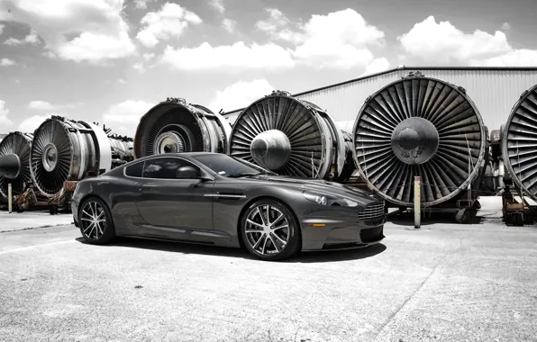 Picture the sky, clouds, grey, Aston Martin, DBS, Aston Martin, side view, sky