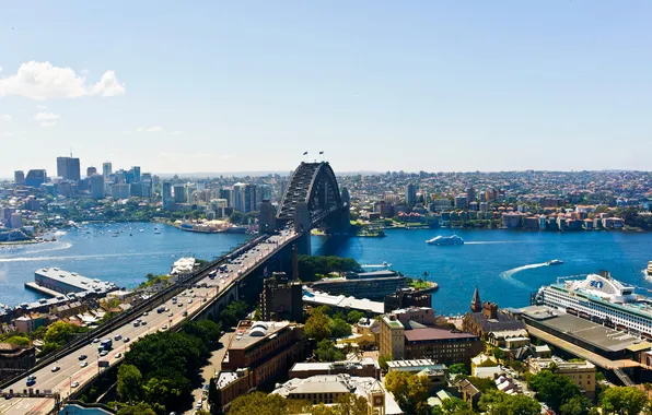 Bridge, river, home, Australia, panorama, Sydney