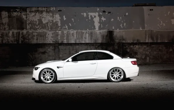 Picture white, wall, BMW, BMW, white, convertible, E93, Cabrio