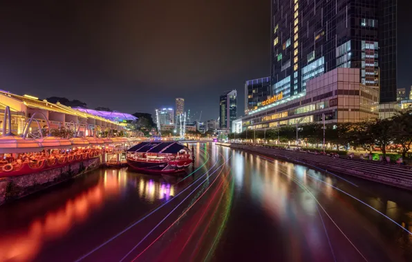 Night, the city, Singapore