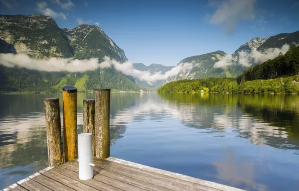 Water, clouds, mountains, lake, Marina, Austria, Alps, Austria