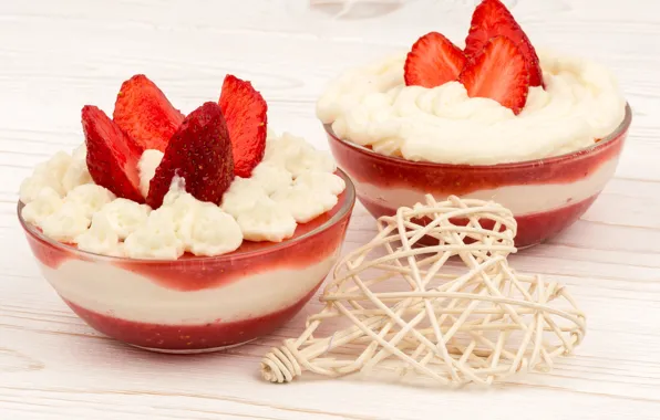 Cream, strawberry, sweet, yogurt