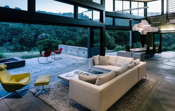 Picture design, style, Villa, interior, CA, California, terrace, living room