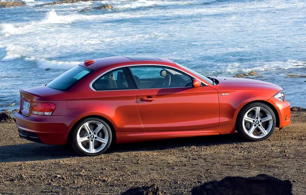 Sea, BMW, Wheel, Orange, 1 Series, Side view, M Coupe