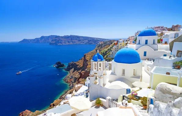 Sea, the sky, island, home, Santorini, Greece, the dome, santorini