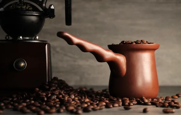 Picture coffee, background, coffee, Turk, coffee grinder, ceramic Turk, coffee bean