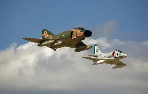The sky, flight, fighter, attack, F-4, multipurpose, Phantom II, deck