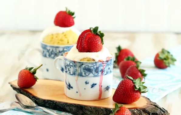 Picture strawberry, ice cream, Cup, dessert, treat
