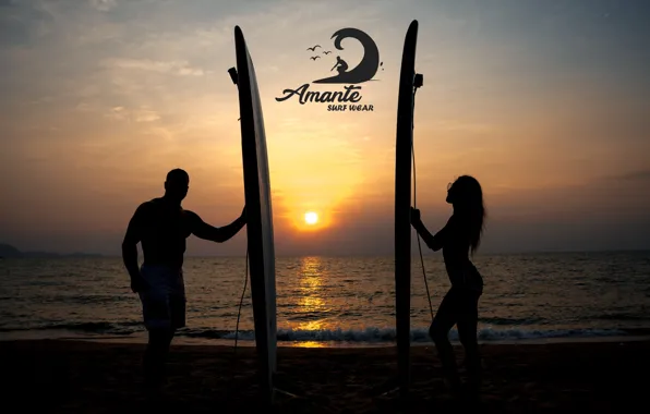 Logo, Sunset, board, Lover