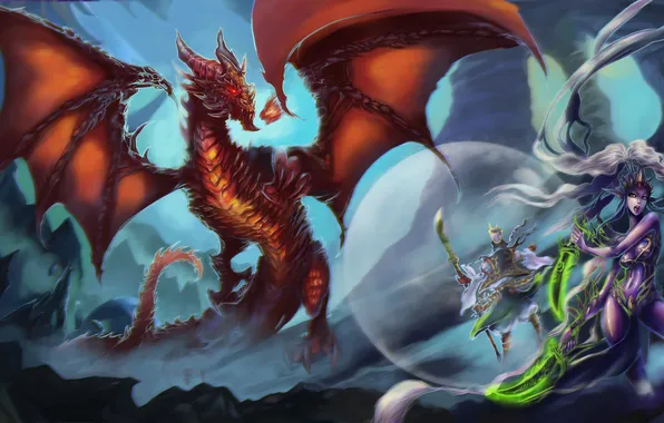 Dragon, cave, warrior, fight