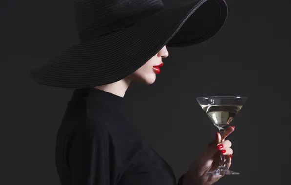 Picture fashion, hat, drink, martini, Lips, haute couture