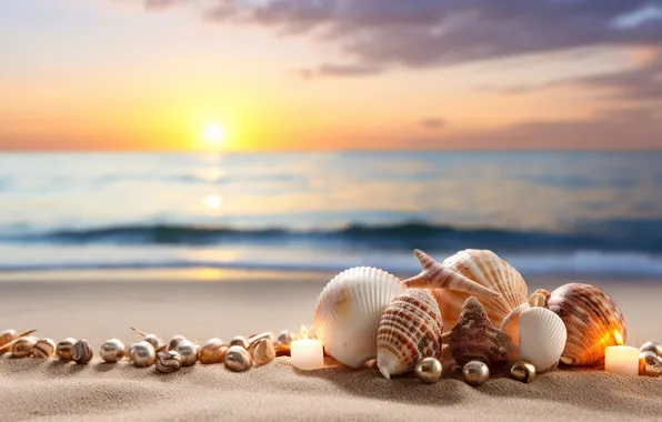 Sand, sea, beach, summer, the sky, shore, shell, summer