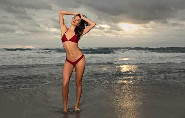 Sea, wave, swimsuit, pose, model, figure, Taylor