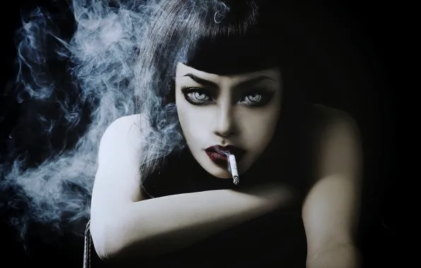Picture girl, model, smoke, cigarette, Wylon To Hayashi