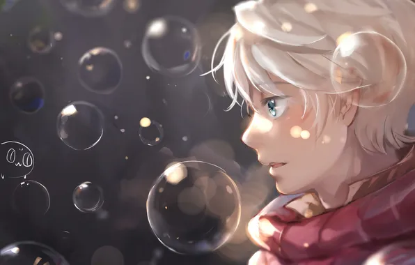 Bubbles, scarf, profile, guy, art, Slaine Troyard, Aldnoah.Zero, Feng