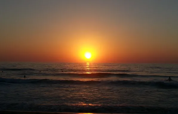Sunset, The sun, Sea, Wave, Cyprus, Cyprus, Paphos