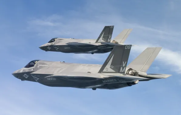 The sky, flight, fighters, bombers, Lightning II, F-35B