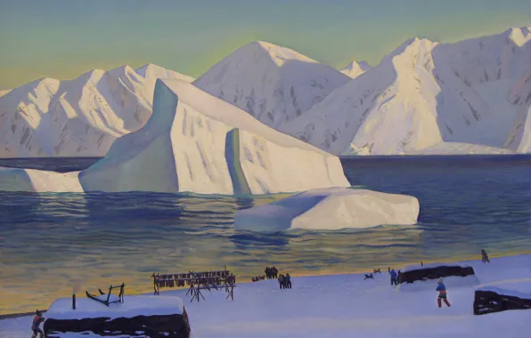 Landscape, picture, Rockwell Kent, Rockwell Kent, The Beginning Of November. North Greenland