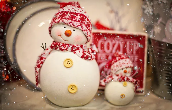 New year, Christmas, snowmen, figures