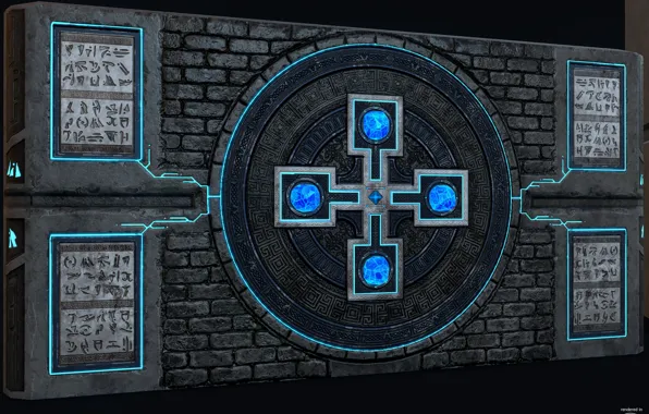 Cross, monolith, Battle Frontier, Ancient Temple map