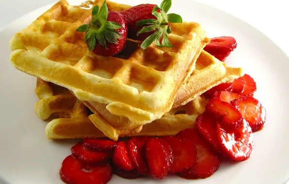 Picture berries, strawberry, waffles