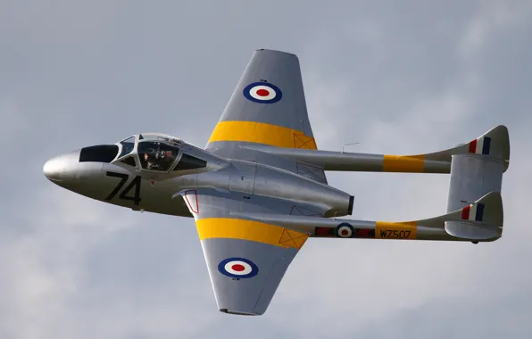 The sky, flight, fighter, jet, Vampire, "Vampire", De Havilland, T11
