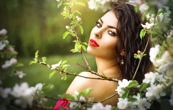 Picture spring, sponge, flowering, piercing, look, makeup