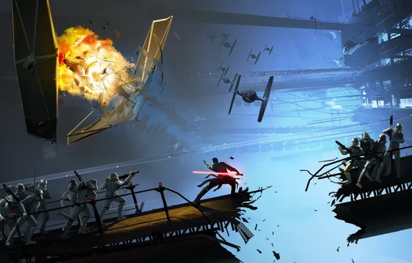 Picture explosions, ships, war, soldiers, the battle, star, space