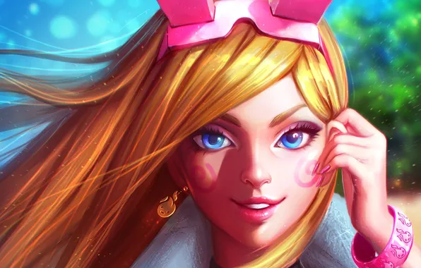 Eyes, look, girl, anime, art, blonde, ears