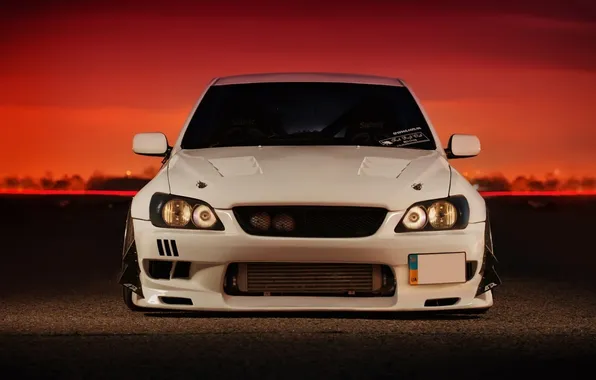 Car, white, Toyota, tuning, auto wallpapers, Toyota, height
