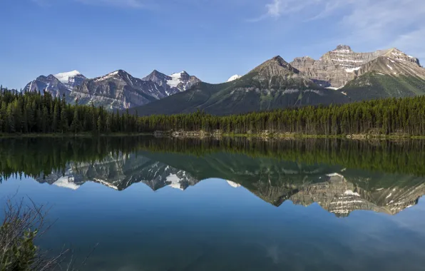 Mountains, lake, reflection