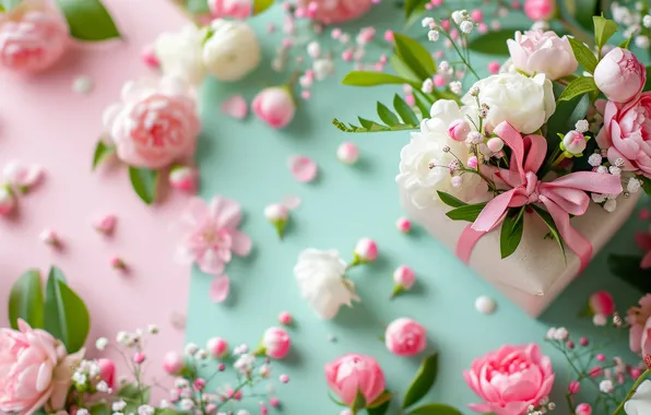 Flowers, holiday, bouquet, AI art, universal holiday background, neural network