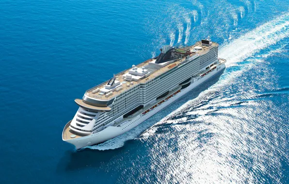 The ocean, Liner, The ship, Rendering, Passenger ship, MSC, Seaside, Cruise Ship
