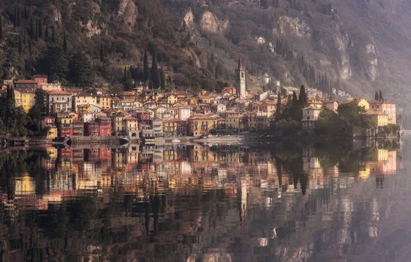 Picture water, reflection, home, Italy, municipality, Varenna, the region of Lombardy, the province of Lecco