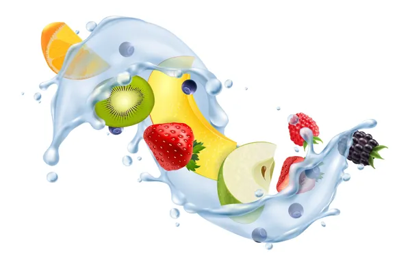 Picture white, water, background, splash, fruit