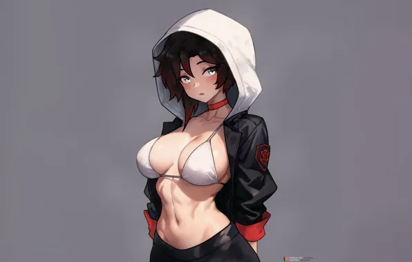 Picture cleavage, short hair, big boobs, dark hair, sideboob, belly button, white bikini, looking at viewer
