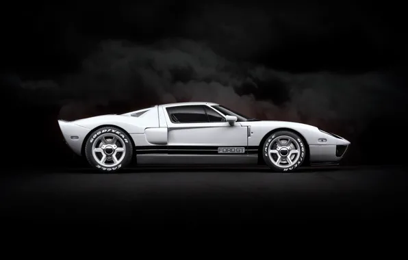 White, background, art, Ford GT, sports car