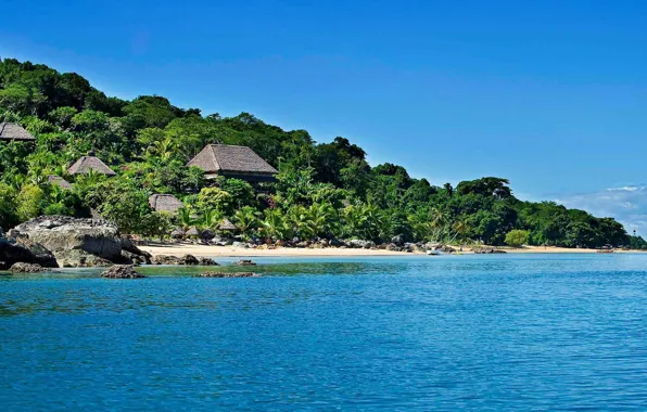 Beach, the ocean, coast, vegetation, resort, Madagascar, Madagascar, Tsara Komba lodge