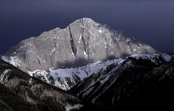 Canada, snow, dusk, Mountains, peaks