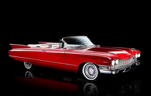 Picture Cadillac, 1960, convertible, black background, Cadillac, Convertible, Sixty-Two