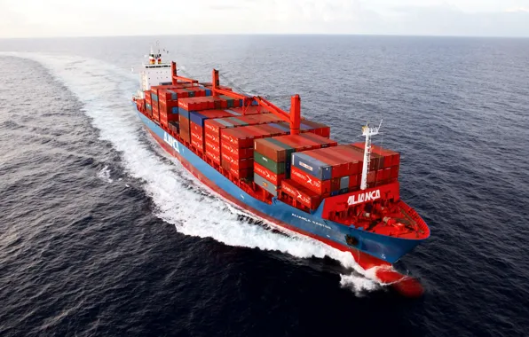 Water, The ocean, Sea, The ship, A container ship, Tank, On the go, Alianca Santos
