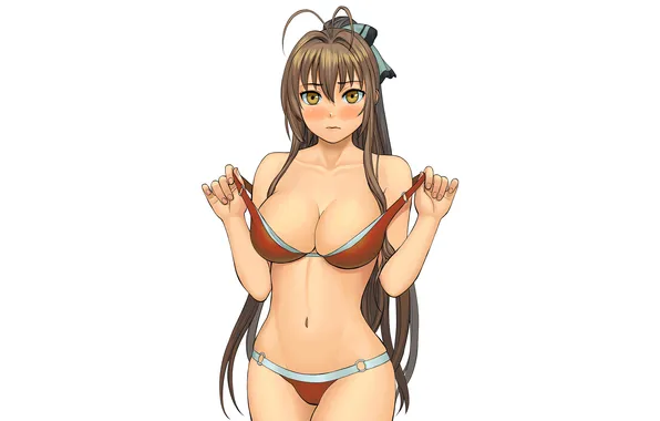 Girl, sexy, cleavage, long hair, brown hair, boobs, sexy girl, anime