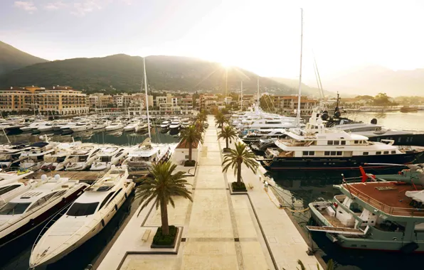 Sea, the city, Marina, yachts, port, Adriatica, Montenegro, Montenegro