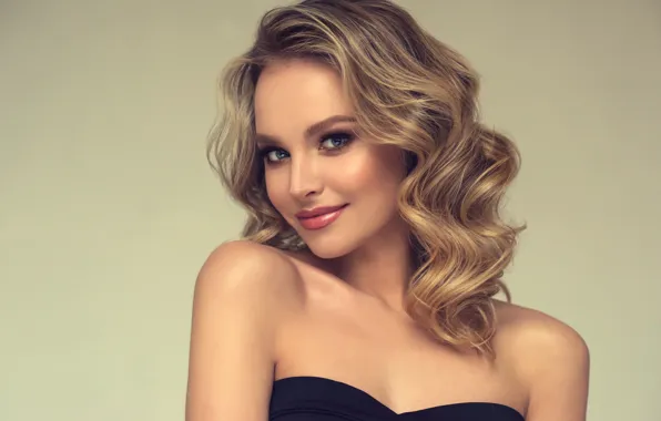 Look, girl, smile, portrait, makeup, blonde, girl, shoulders