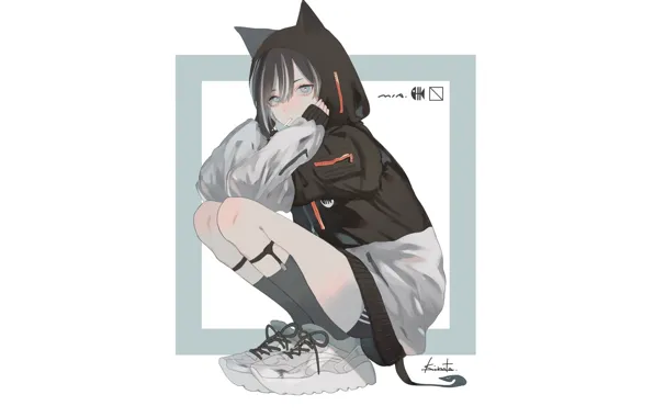 Background, hood, girl, sneakers