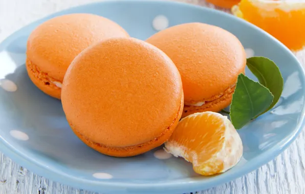 Bowl, slice tangerines, tangerine macaroons