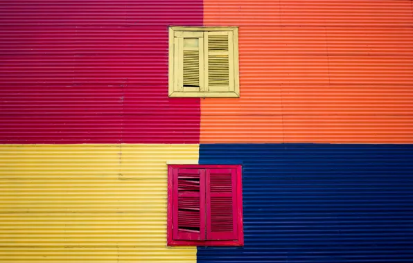 Picture orange, blue, yellow, Windows, windows, purple, yellow, blue